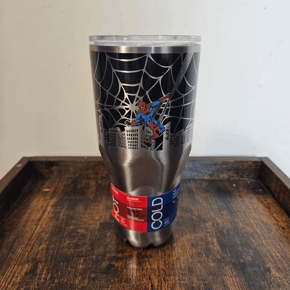 Vandor Marvel SpiderMan Stainless Steel Vacuum Hot & Cold Travel Tumbler NWT Web
